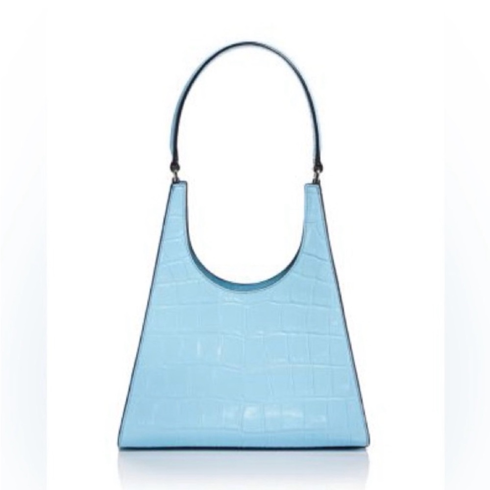 STAUD Rey Leather Bag in Faux Croc Tile Blue New with Dust bag no tag